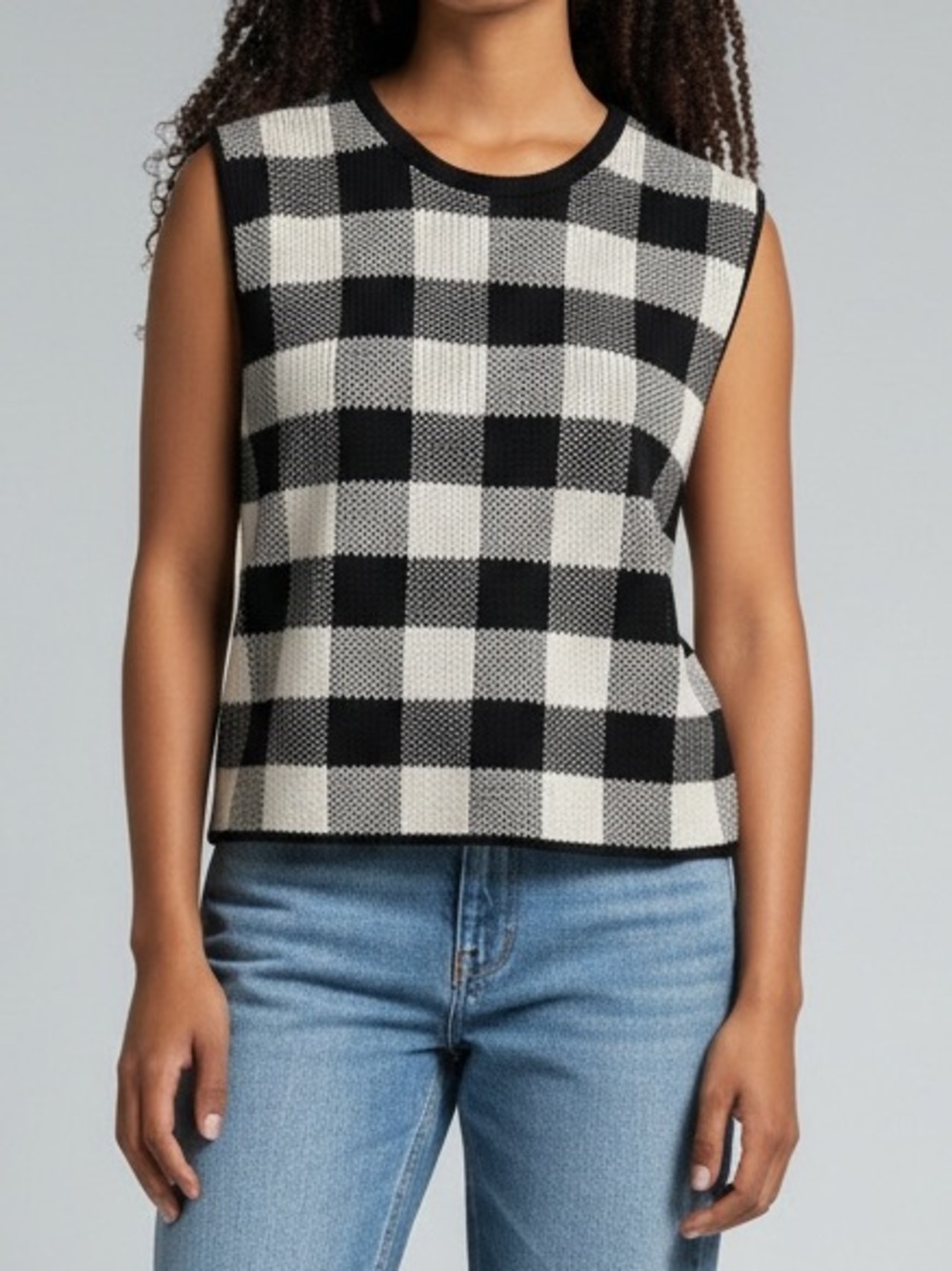 NWT Pomander Place buffalo check wool blend sleeveless sweater small